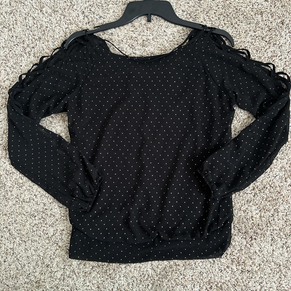 Black & Gold y2k blouse w/ arm cutouts